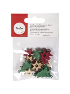 Famatrica fenyőfa+csillagok, 2-3 cm, vegyes, 20 db