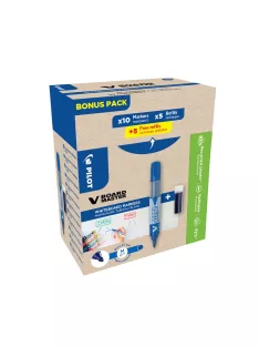   Táblamarker 2,3mm, kerek hegyű, utántölthető medium V-Board Master 10+10 Pilot kék