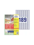 Etikett címke, 25,4x10mm, univerzális, 65 lap, 189 címke/lap Avery, fehér