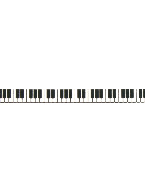 Mintás, visszaszedhető ragasztószalag (Washi Tape) zongora, 15mm, tek. 15m