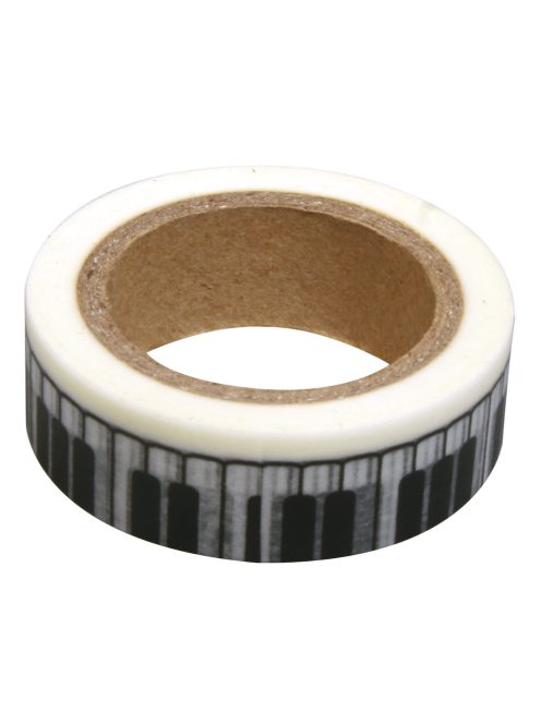 Mintás, visszaszedhető ragasztószalag (Washi Tape) zongora, 15mm, tek. 15m