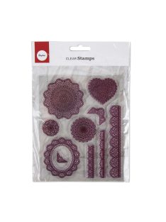 Szilikonbélyegző, vintage, csipke, ca. 2-12,5 cm, 