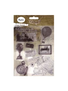 Szilikonbélyegző, vintage, időutazás, ca. 2-8 cm, 