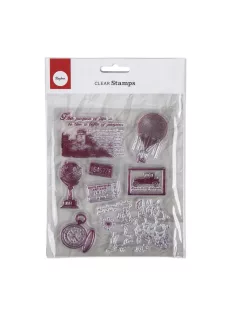 Szilikonbélyegző, vintage, időutazás, ca. 2-8 cm, 