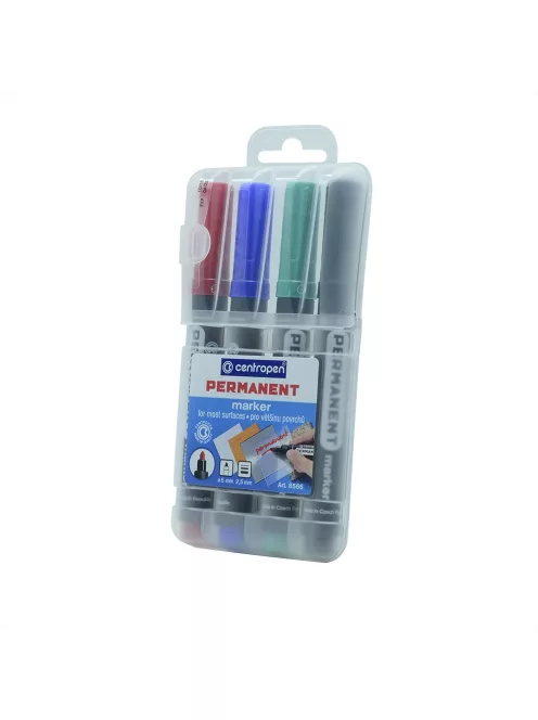 Alkoholos marker készlet, 2,5mm, kerek hegyű, Centropen 8566, 4 klf. szín