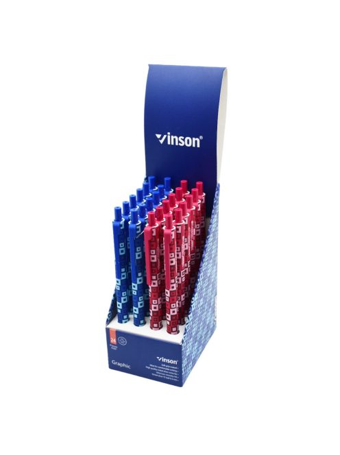Golyóstoll nyomógombos 0,7mm Vinson Graphic F12 vegyes test displ 24 db/display