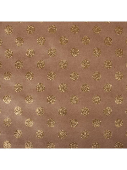 Kraft scrapbookpapír, pöttyök, arany 30,5x30,5 cm, 180g/m2