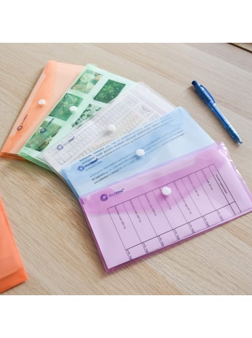 Irattartó tasak DL 'csekk' patentos PP Bluering® transzparens kék