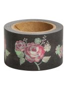 Washi Tape rózsa, szürkésbarna, 30mm, 15m