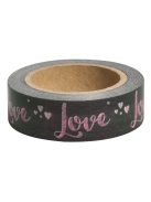 Washi Tape Love, szürkésbarna, 15mm, 15m
