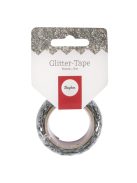 Glitter Tape Chevron, ezüst, 15mm, /tekercs 5m