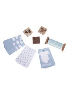 Ajándékkísérő: Baby, babakék, tags+zsinór+bélyegző