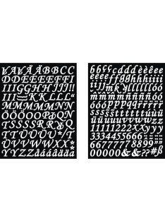 Matrica abc és számok, dőlt, fehér, 1 db