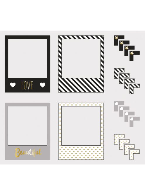 Fotókeret+fotósarok, "Glam",öntapadó, 4-féle, 24 db