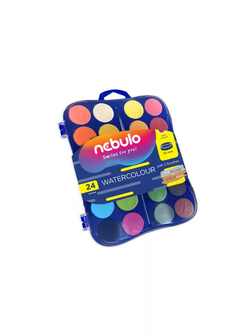 Vízfesték készlet, 24 db-os, 30mm festékgombokkal Nebulo