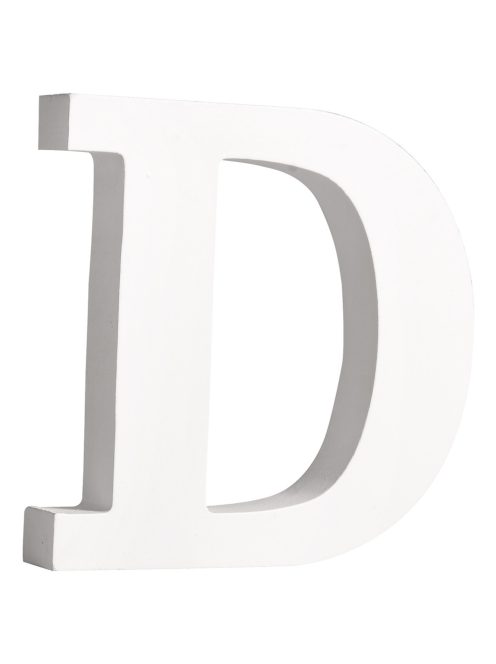 MDF betű D, fehér, 11cm, 2 cm vastag
