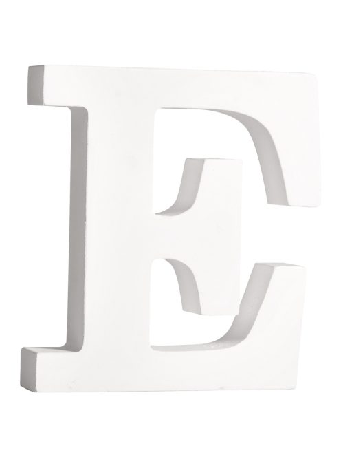 MDF betű E, fehér, 11cm, 2 cm vastag
