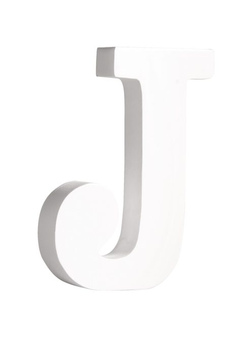 MDF betű J, fehér, 11cm, 2 cm vastag