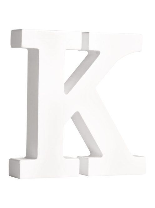 MDF betű K, fehér, 11cm, 2 cm vastag