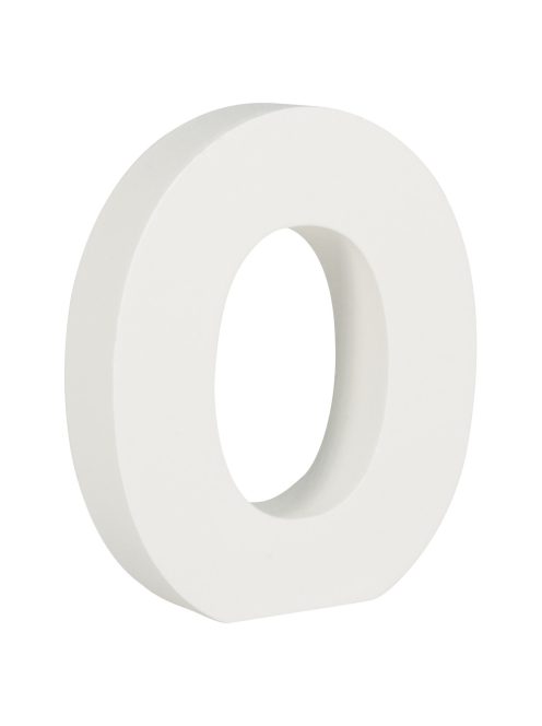 MDF szám "0", fehér, 11 cm, 2 cm vastag