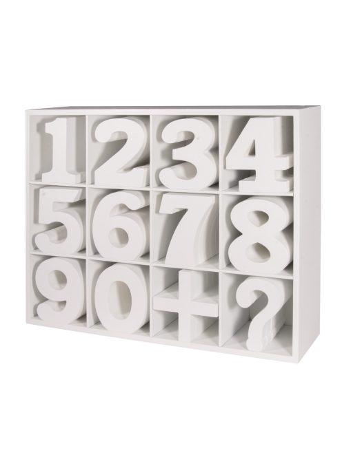 MDF- Display: számok+Zeichen, 72 db,fehér