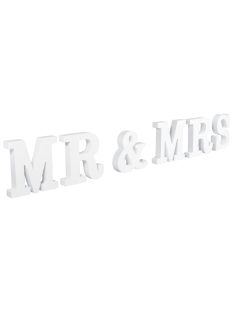   Betűk (felirat) MDF-ből "MR&MRS", fehér, 66,5x2x11 cm, PVC-Box 1 db