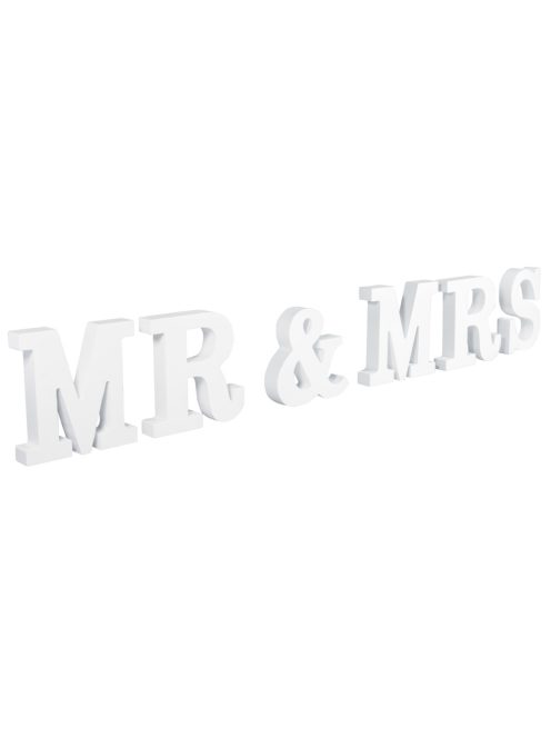 Betűk (felirat) MDF-ből "MR&MRS", fehér, 66,5x2x11 cm, PVC-Box 1 db