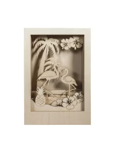 Fa építőkészlet flamingó, natúr, 20x30x6,7cm, 10 db-os