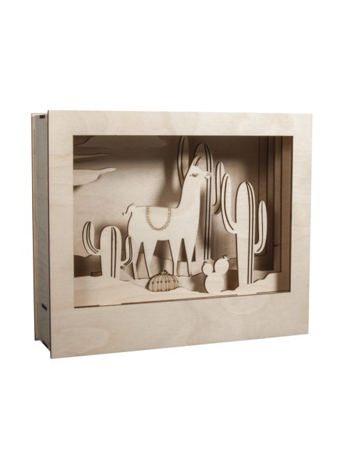 Fa építőkészlet láma, natúr, 24x20x6,9cm, 10 db-os