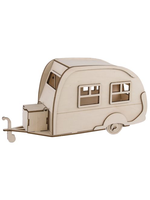 Fa építőkészlet, lakókocsi, natúr, 36x18x15cm, 40-darabos