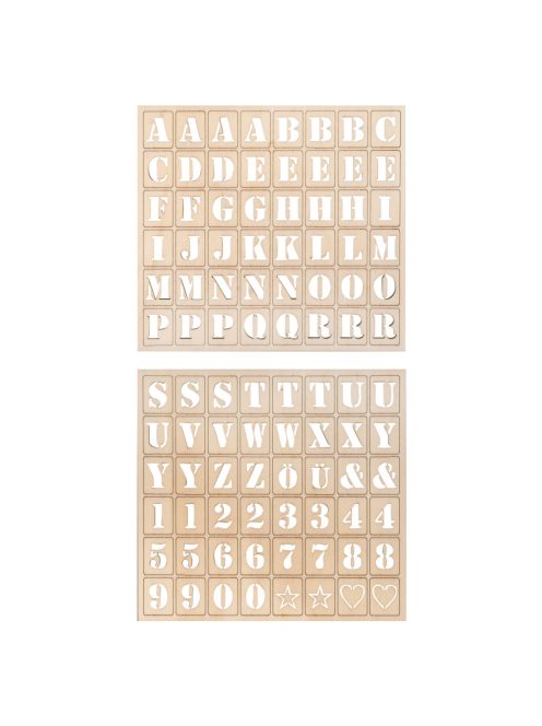 Betűtábla fából,natúr, 30x42cm, 96 betű, 1 tábla