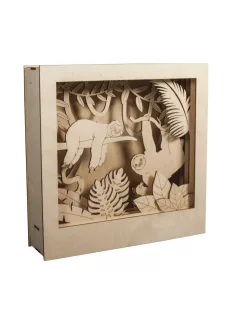 Fa építőkészlet lajhár, natúr, 24x24x6,5cm, 11 db-os