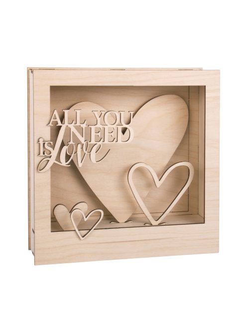 Fa építőkészlet, 3D-s keret, natúr, 24x24x6,3cm, "All.Love" 16-darabos 
