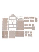 Fa építőkészlet adventinaptár-ház, natúr, 25,5x17,5x45,5cm, 185-darabos