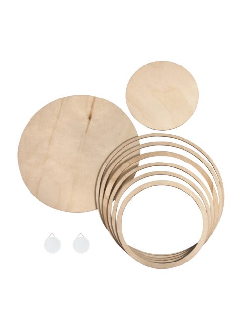 Fakorongok és -gyűrűk, natúr, 8 db, 14,9cm-24,7cm,+2 akasztó