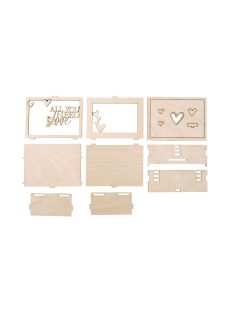   3D-s fa ajándékdoboz "Love", natúr, 11,5x8,5x5cm, 14 darabos Bausatz, Box 1Set