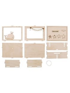   3D-s fa ajándékdoboz "Baby", natúr, 11,5x8,5x5cm, 15 darabos Bausatz, Box 1Set