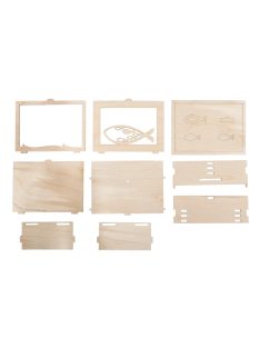   3D-s fa ajándékdoboz hal, natúr, 11,5x8,5x5cm, 13 darabos Bausatz, Box 1Set