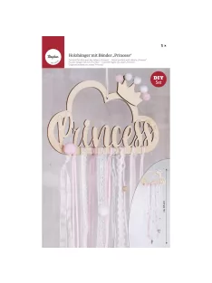   Barkácscsomag: Fafüggő szalagokkal "Princess", zartrózsaszín, fafüggő: 22x12,5cm