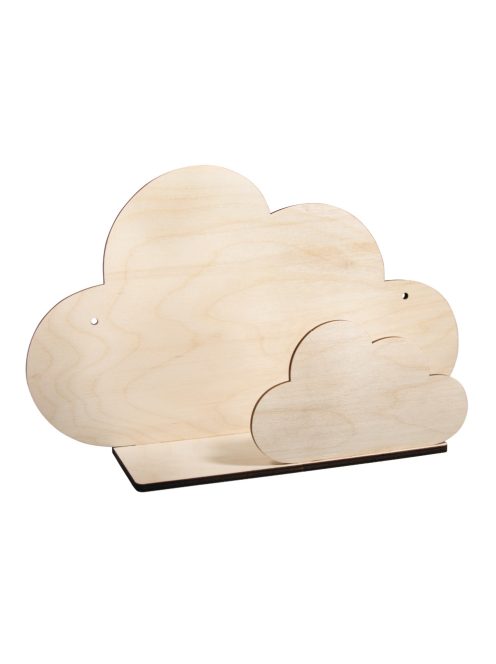 Fa építőkészlet felhős polc, natúr, 35 x 21 x 10 cm, 5-darabos készlet