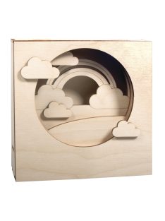   Fa építőkészlet felhős 3D-s keret, natúr, 15,5 x 15,5 x 3,4 cm, 12-darabos