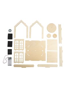   Fa építőkészlet "házikó", natúr, 18,5x18,5x21cm, + forgótányér