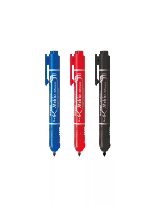 Alkoholos marker 1,3 mm, nyomógombos, Mckie Retractable Zebra  írásszín piros