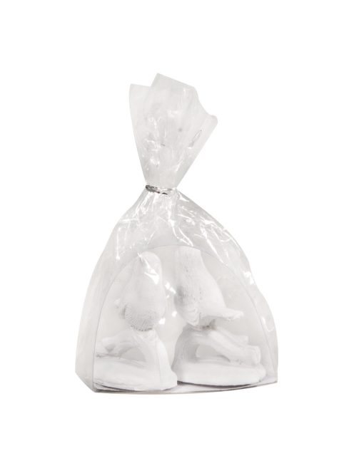 poliresin figura madár fehér, 3,5x5 cm,ragasztópöttyel, 2 db