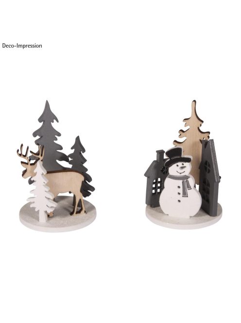 Beszúrós dísz, téli erdő, 2 motívum, 4,5-7 cm, 