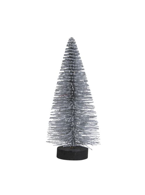 Csillámos fenyőfa, 10cm, ezüst, PVC-Box 4 db
