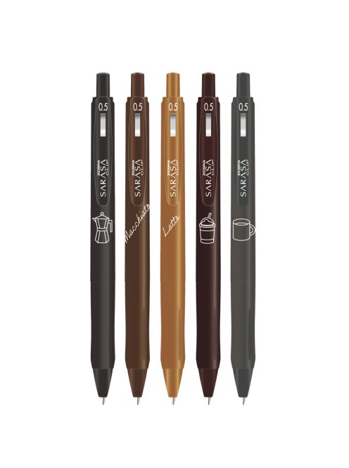 Zseléstoll készlet 0,5 mm Zebra Sarasa Study with Coffee, 5 különböző szín