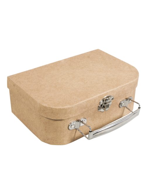 Papírmasé bőrönd fémfogantyúval, 24x16x8cm