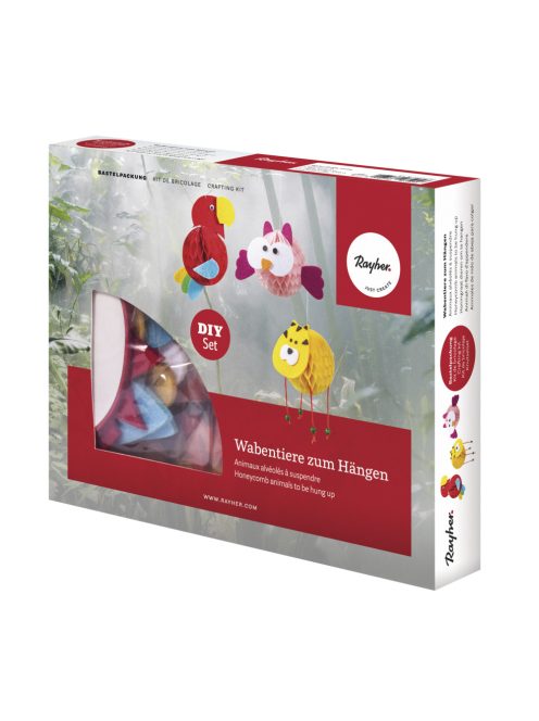 Barkácscsomag: méhsejtpapír-állatok, bagoly/tigris/papagáj, Box 3 db