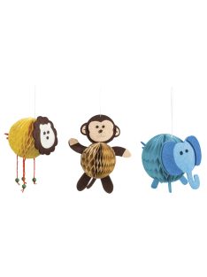   Barkácscsomag: méhsejtpapír-állatok, oroszlán/elefánt/majom, Box 3 db